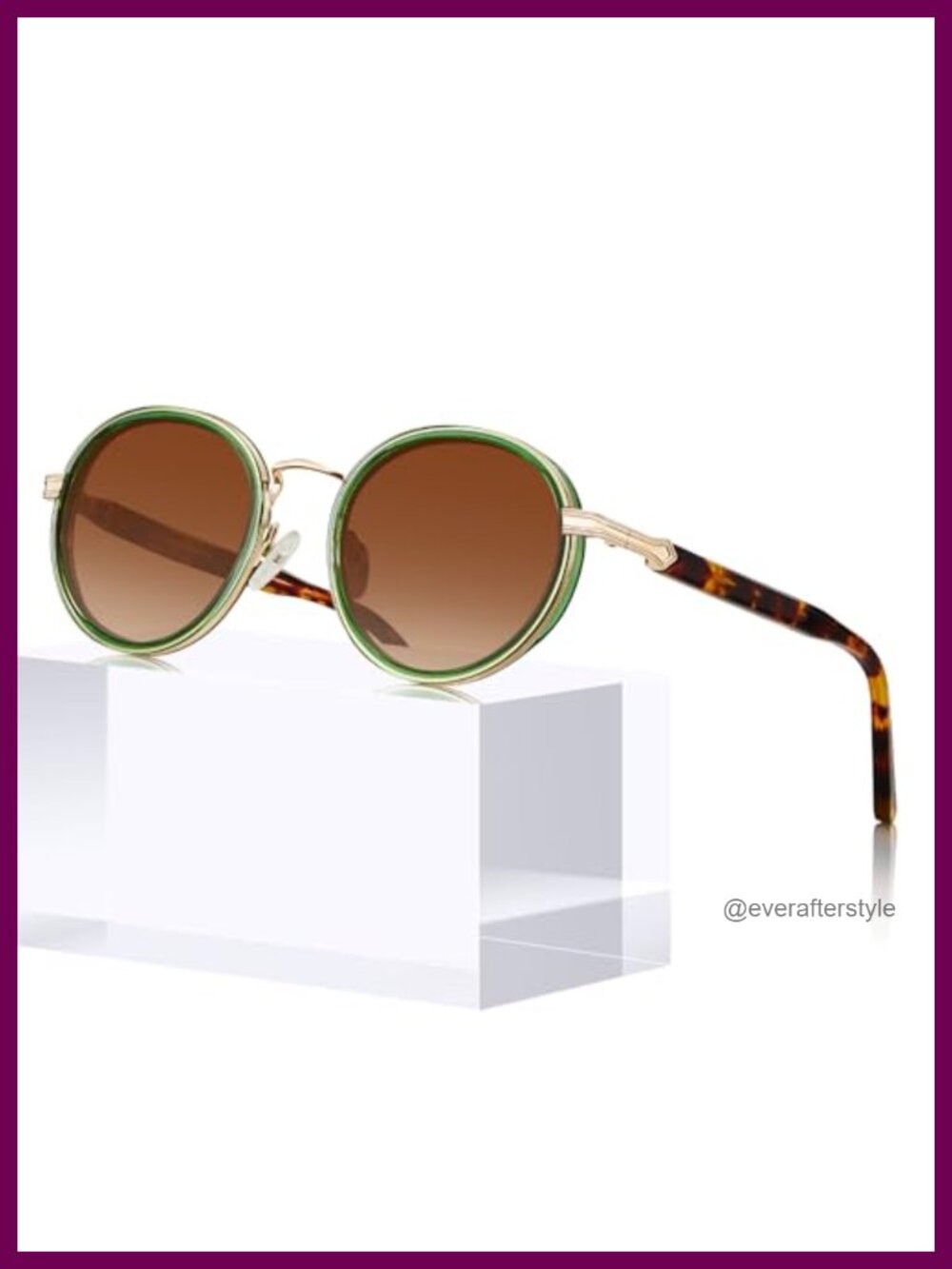 Round Polarized Sunglasses Acetate Metal Frame UV Protection Retro
